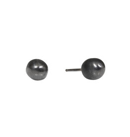 Heavy Pearls Post Earrings in Oxidized Silver