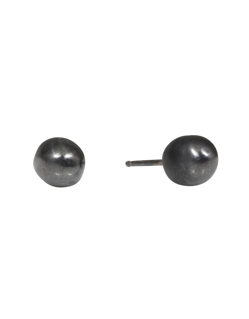 Heavy Pearls Post Earrings in Oxidized Silver