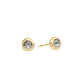 Salt and Pepper Rosecut Diamond Post Earrings in 18k Gold