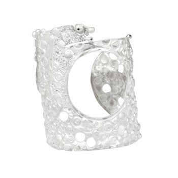 Circle Cuff Bracelet with Black Diamonds in Silver