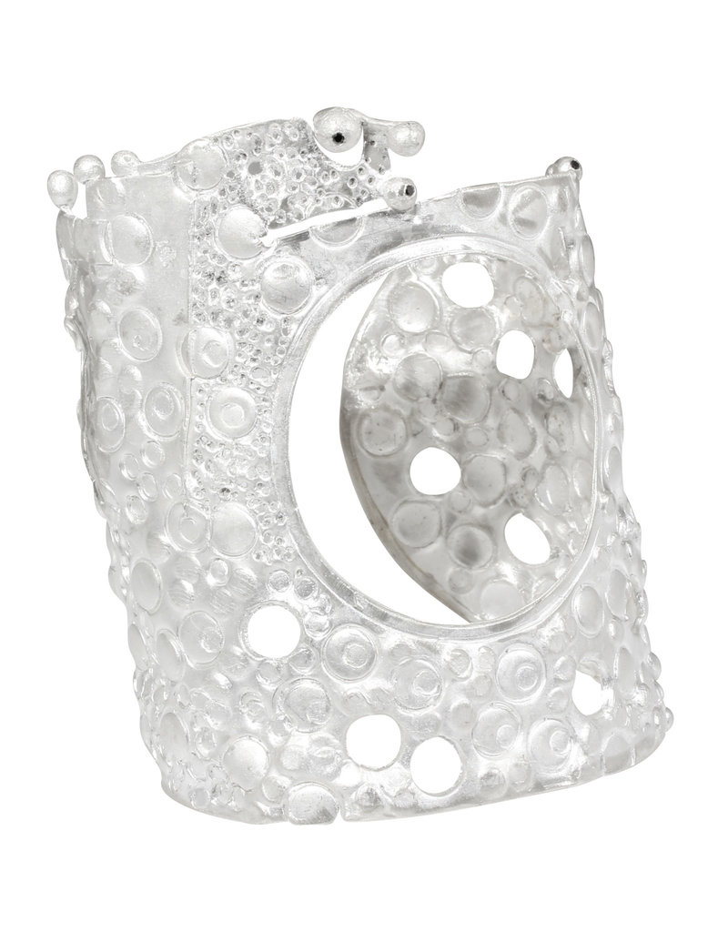 Circle Cuff Bracelet with Black Diamonds in Silver