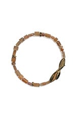 Copper Rutilated Quartz Necklace with Bronze Leaves Clasp