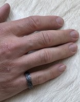 6mm Topography Ring in Oxidized Silver with Diamond Mackles