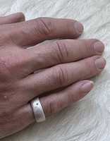 8.5mm Modeled Ring with White and Black Diamonds in Silver