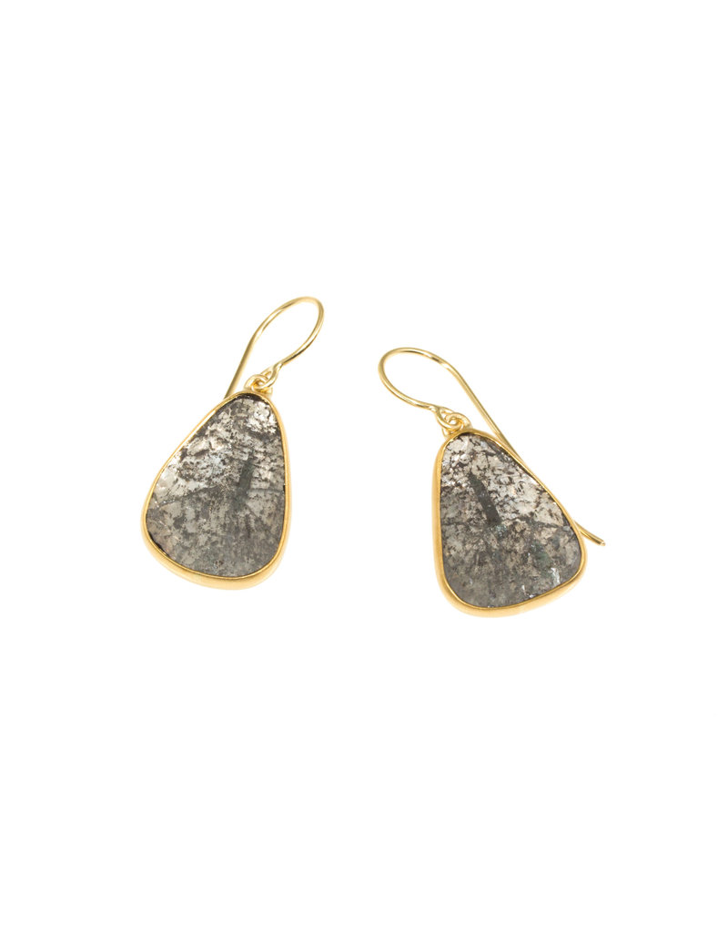 Diamond Slice Earrings in 22k/18k Yellow Gold