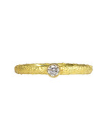 Brilliant Diamond Stacking Ring in Sand-Textured 18k Yellow Gold