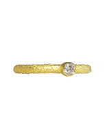 Brilliant Diamond Stacking Ring in Sand-Textured 18k Yellow Gold