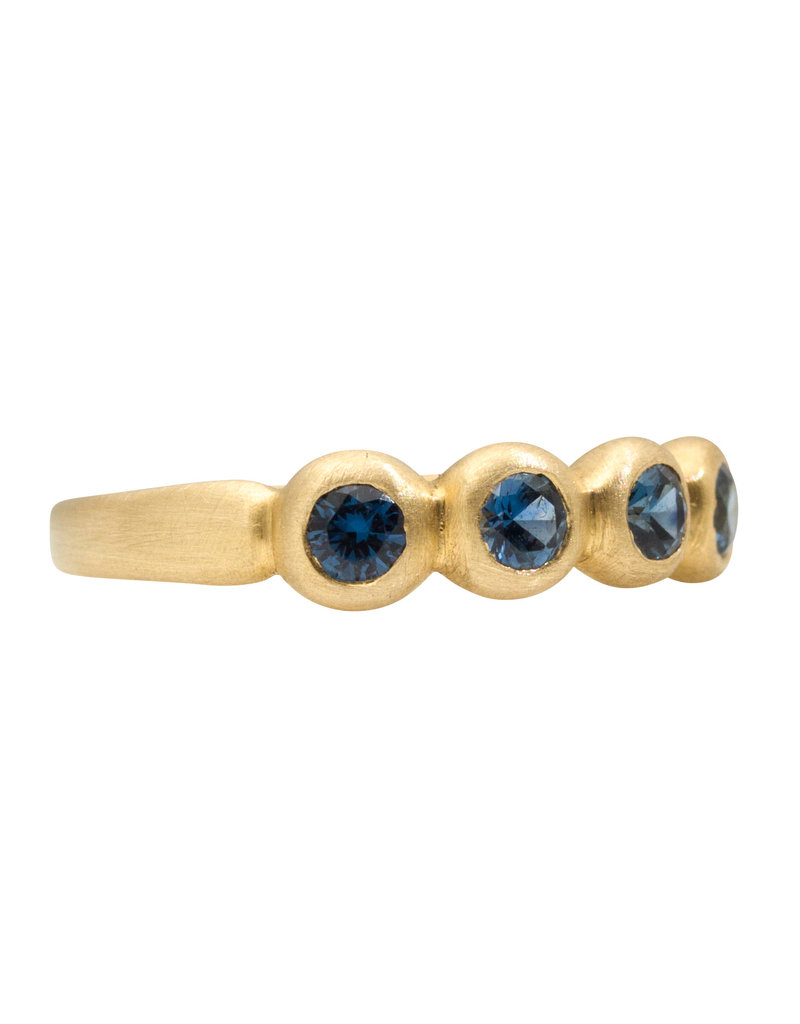 Marian Maurer Porch Skimmer Band with 3mm Blue Sapphires in 18k Yellow Gold