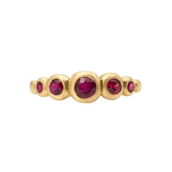 Marian Maurer Kima Ring with 5 Rubies in 18k Yellow Gold