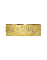 Wide Chunky Sand Band in 18k Yellow Gold with Diamonds