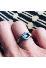 Organic Montana Blue Sapphire Ring in 18k Warm White Gold