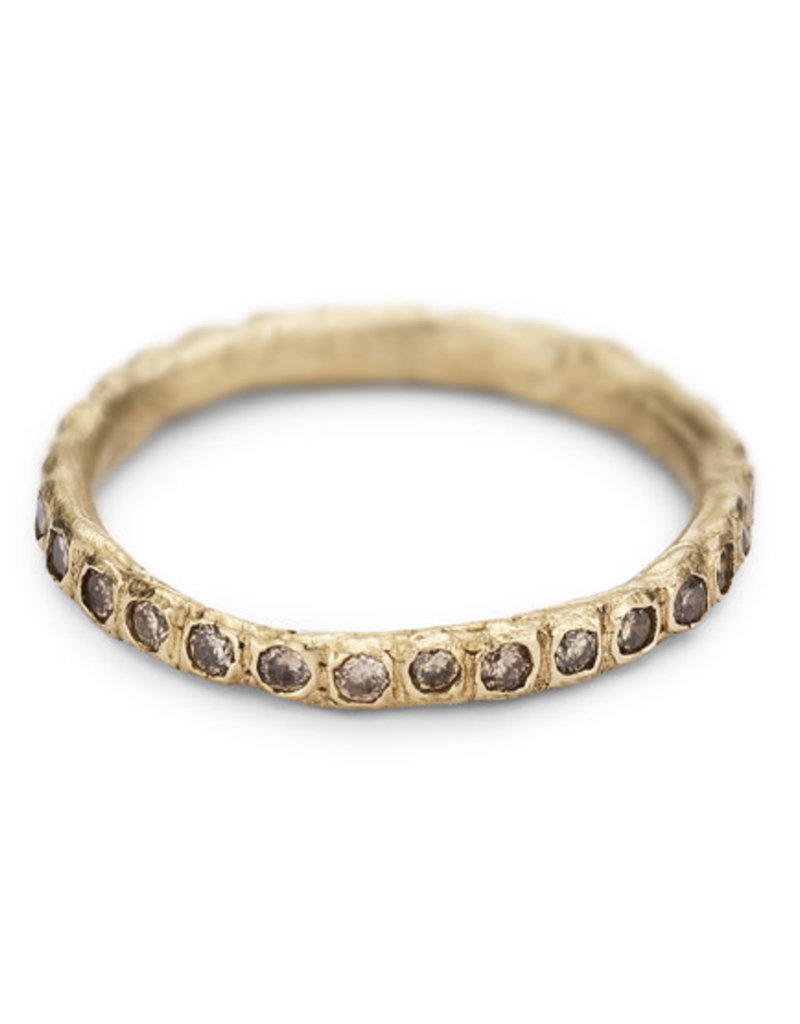 Cognac Diamond Eternity Band in 18k Yellow Gold