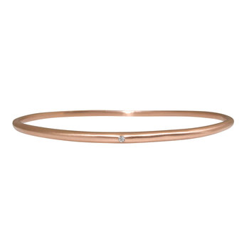 Delicate Tapered Bangle 14k Rose Gold with White Diamond