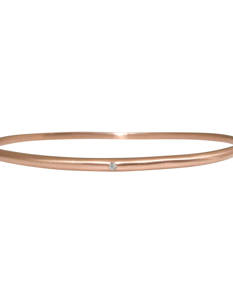 Delicate Tapered Bangle 14k Rose Gold with White Diamond