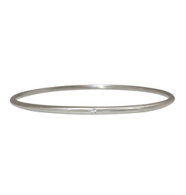 Delicate Tapered Bangle 14k White Gold with White Diamond