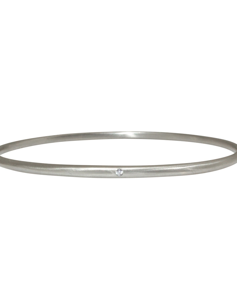 Delicate Tapered Bangle 14k White Gold with White Diamond