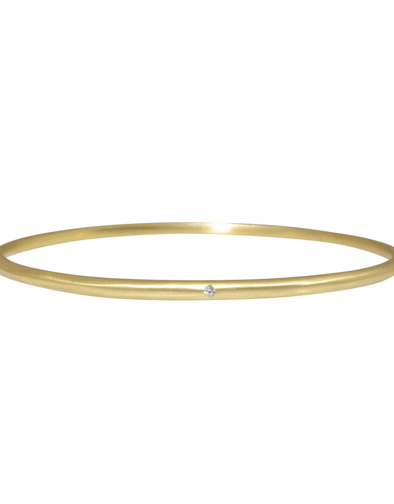 Delicate Tapered Bangle 14k Yellow Gold with White Diamond