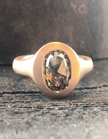 Oval Cognac Diamond Ring in 14k Rose Gold