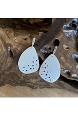 Topography Texture Silver Post Dangle Earrings with Grey Sapphires