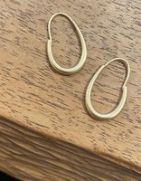 Small Oval Katachi Hoop Earrings with White Diamonds in 18k Yellow Gold