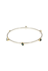 Sam Woehrmann Bangle with Varied Blue Stones in 22k Gold & Silver