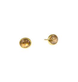 Sam Woehrmann Brown Diamond Post Earrings in 22k & 18k Gold