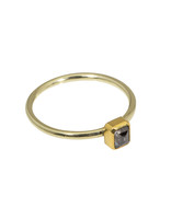 Sam Woehrmann Rectangular Grey Diamond Ring in Yellow & Green Gold