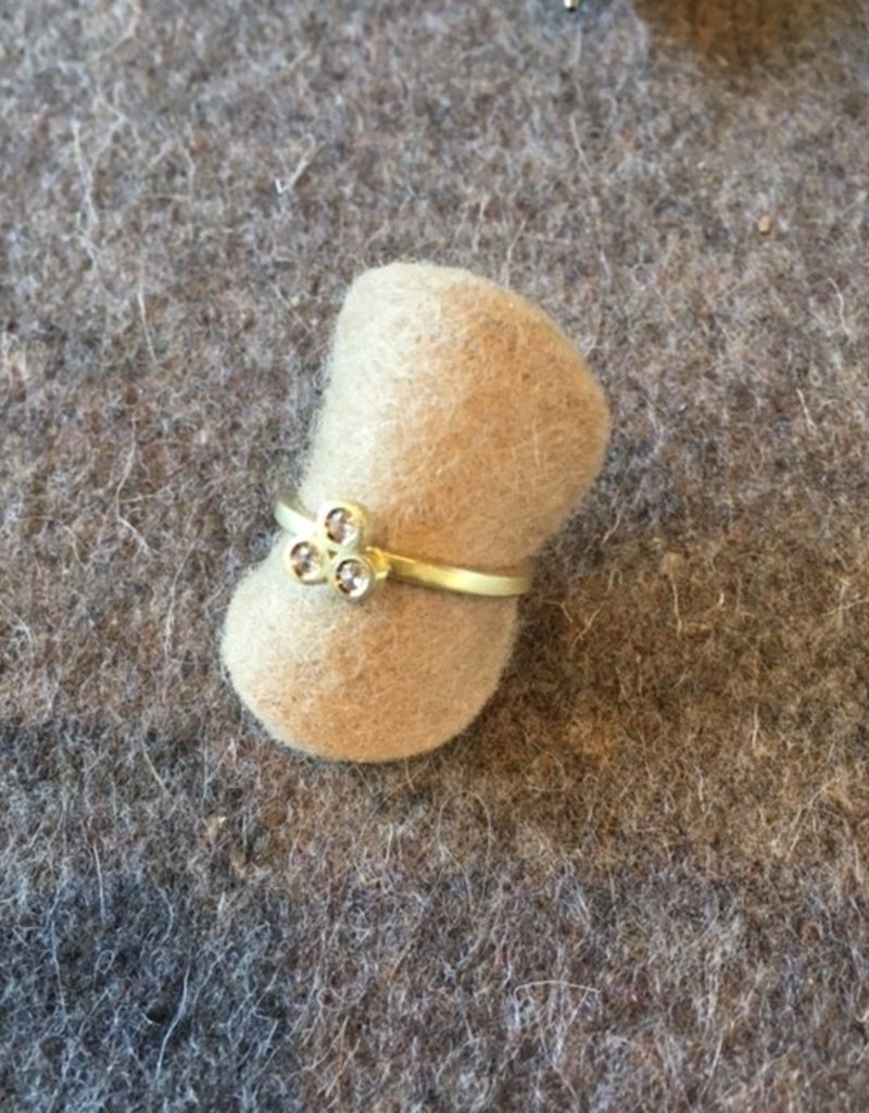 Triple Rose Cut Diamond Ring in 18k Yellow Gold