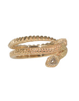 Ophidian Snake Ring with White Diamond in 14k Gold