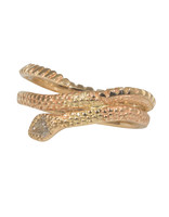 Ophidian Snake Ring with White Diamond in 14k Gold