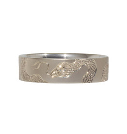 Snake Engraved Flat Band in 14k White Gold