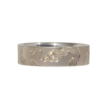 Snake Engraved Flat Band in 14k White Gold