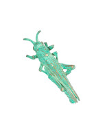 Green Grasshopper Brooch in Bronze