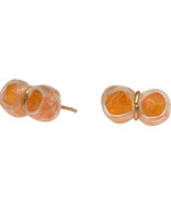 Double Orange Garnet Post Earrings in 14k Gold & Plastic