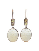 Earrings with White Sapphires and Yellow and Taupe Diamonds in 14k Palladium White Gold