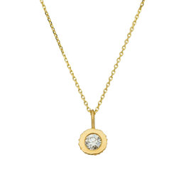 Sand Cup Pendant with White Diamond in 18k Yellow Gold