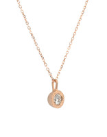 White Diamond Pendant in Sand-Textured 14k Rose Gold