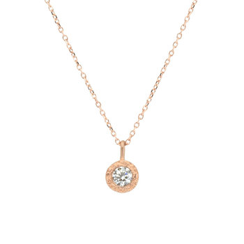 White Diamond Pendant in Sand-Textured 14k Rose Gold
