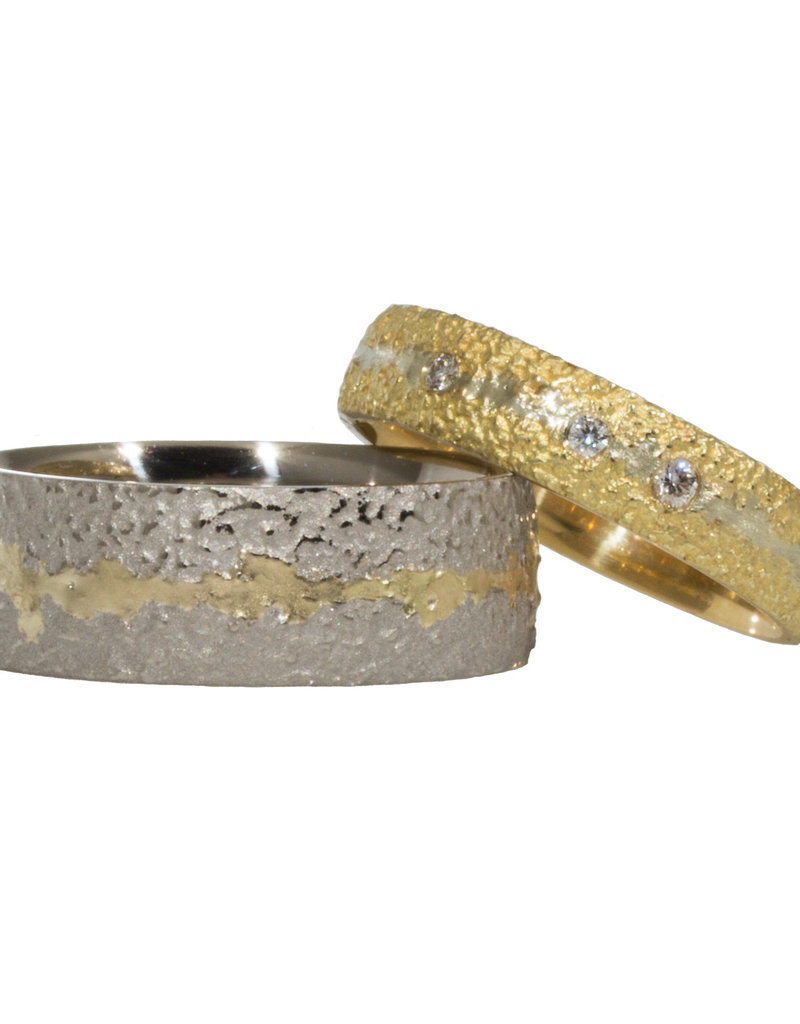 Wide Fog Band in Sand-Textured 14k Palladium White Gold