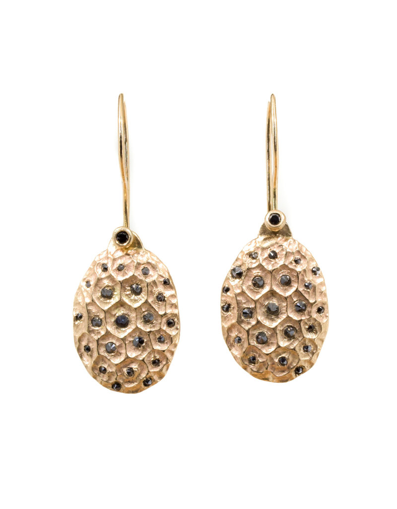 Kame Earrings in 14k Yellow Gold and Black Diamonds