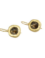 Rustic Cognac Diamond Dangle Earrings in 18k Yellow Gold