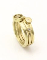 Stacking Circle Rings in 18k Yellow Gold with White Diamond