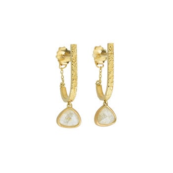 Rosecut Teardrop Diamond Earrings in Sand-Textured 18k Yellow Gold