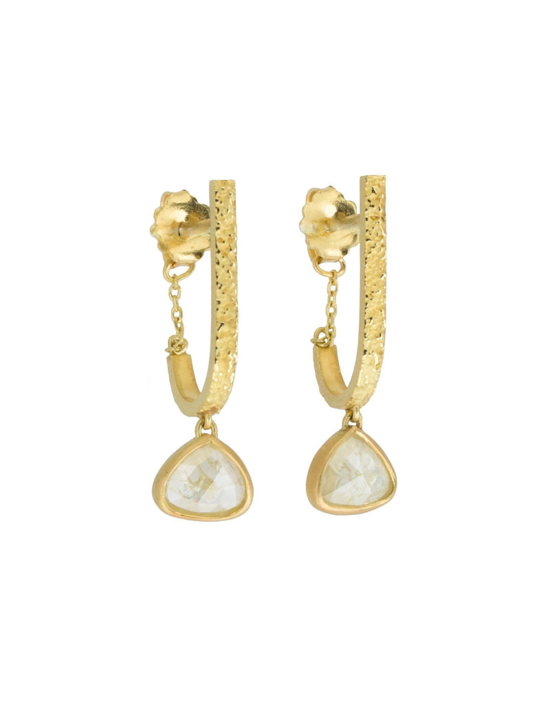 Rosecut Teardrop Diamond Earrings in Sand-Textured 18k Yellow Gold