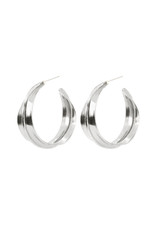 ladha by Lindsay Knox Medium Ridge Hoop Earrings in Silver