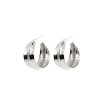 ladha by Lindsay Knox Small Ridge Hoop Earrings in Silver