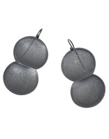 Perforated Double Dome Earrings in Oxidized Silver