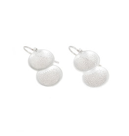 Perforated Double Dome Earrings in Silver
