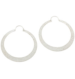 Tapered Sand Hoop Earrings in Silver