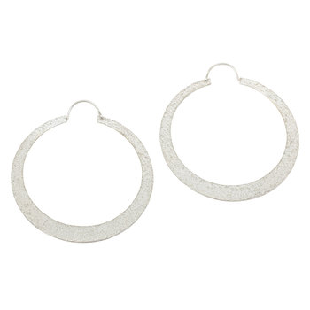 Tapered Sand Hoop Earrings in Silver